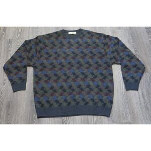 VINTAGE MUNSINGWEAR Grandpa Sweater Size XL Men Multi Color Long Sleeve Winter